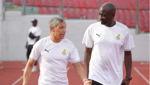 Chris Hughton says he will be more involved in the Black Stars to support Otto Addo(right)